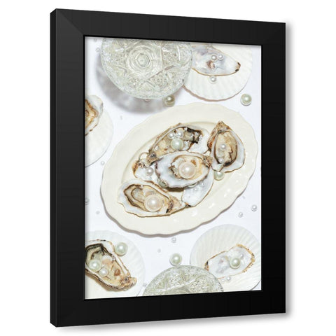 Oysters a Pearls No 03 Black Modern Wood Framed Art Print by 1x Studio III