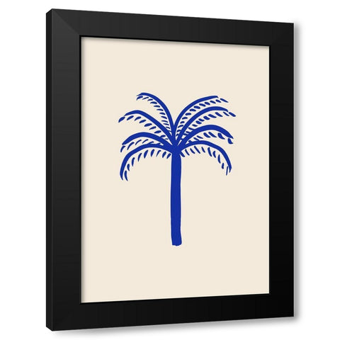 Blue Palm Black Modern Wood Framed Art Print with Double Matting by 1x Studio