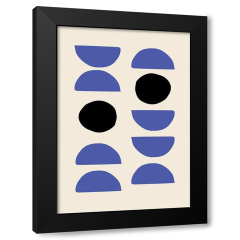 Blue Shapes Black Modern Wood Framed Art Print with Double Matting by 1x Studio