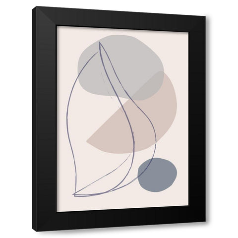New Shapes Blue No 1 Black Modern Wood Framed Art Print with Double Matting by 1x Studio