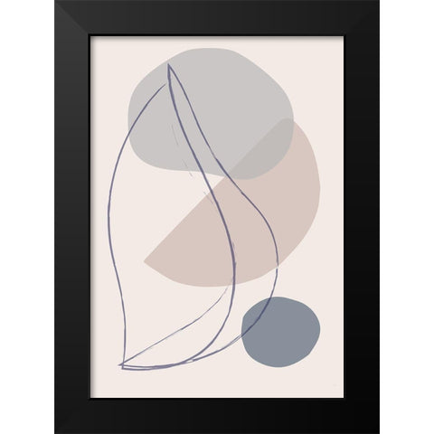 New Shapes Blue No 1 Black Modern Wood Framed Art Print by 1x Studio