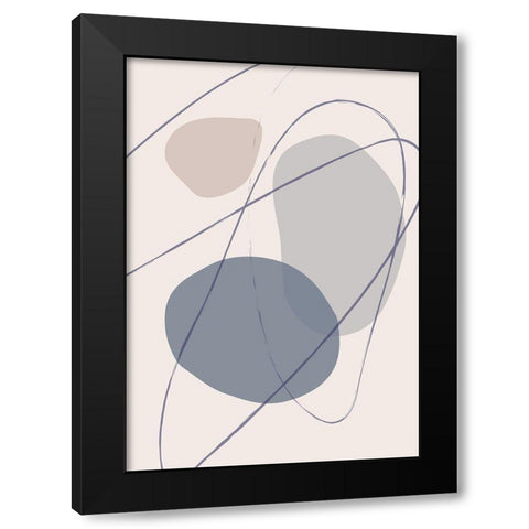 New Shapes Blue No 2 Black Modern Wood Framed Art Print by 1x Studio