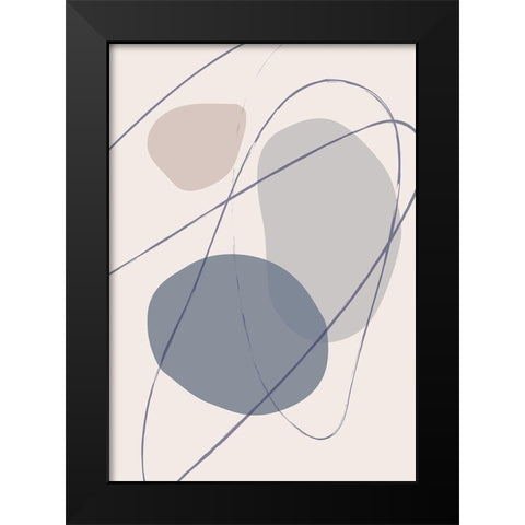 New Shapes Blue No 2 Black Modern Wood Framed Art Print by 1x Studio