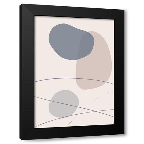 New Shapes Blue No 3 Black Modern Wood Framed Art Print by 1x Studio