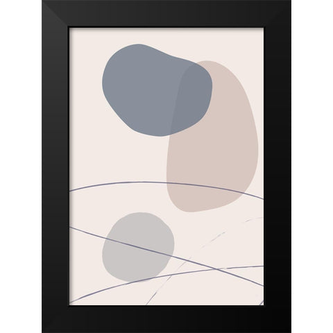 New Shapes Blue No 3 Black Modern Wood Framed Art Print by 1x Studio