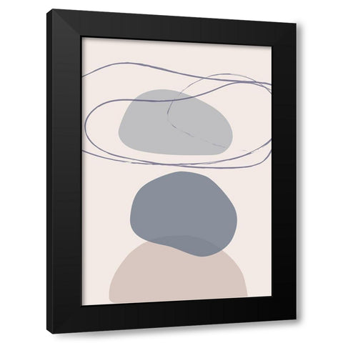 New Shapes Blue No 4 Black Modern Wood Framed Art Print by 1x Studio
