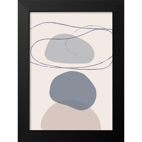 New Shapes Blue No 4 Black Modern Wood Framed Art Print by 1x Studio