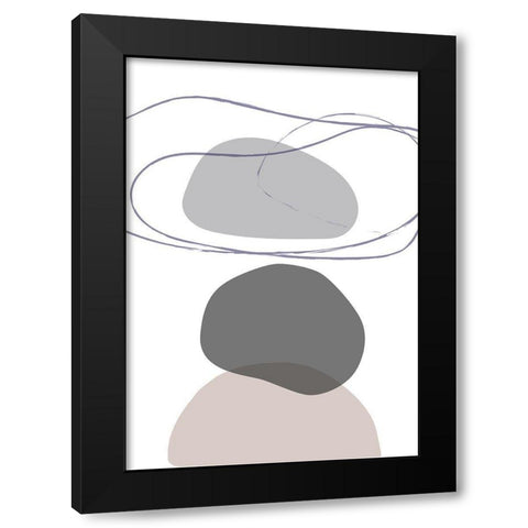 New Shapes Beige 04 Black Modern Wood Framed Art Print by 1x Studio