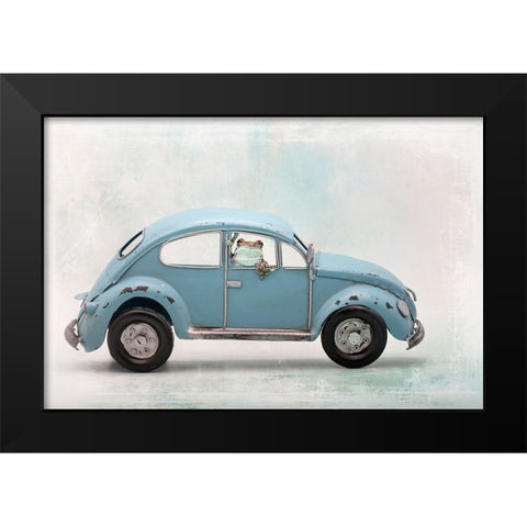 Amazon Milk Frog In Vw Bug Black Modern Wood Framed Art Print by D Lester, Linda