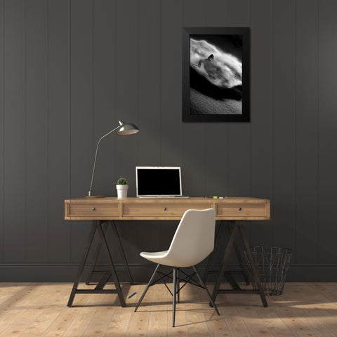 Riding Black Modern Wood Framed Art Print by Shu, Tristan