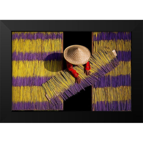 Drying Incenses Black Modern Wood Framed Art Print by Herliyanto, Gatot