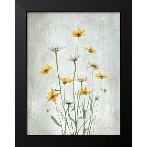 Summer Flowers Black Modern Wood Framed Art Print by L., Binbin
