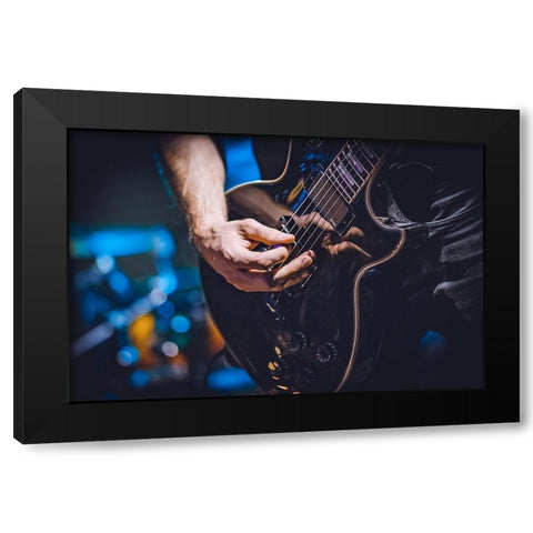 Music II Black Modern Wood Framed Art Print by Ajkabajka