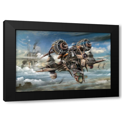Return To Home Base Black Modern Wood Framed Art Print with Double Matting by Penchev, Radoslav