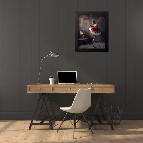 Ballerina Black Modern Wood Framed Art Print by Mikael, Fira