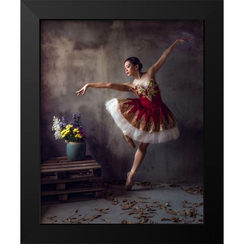 Ballerina Black Modern Wood Framed Art Print by Mikael, Fira