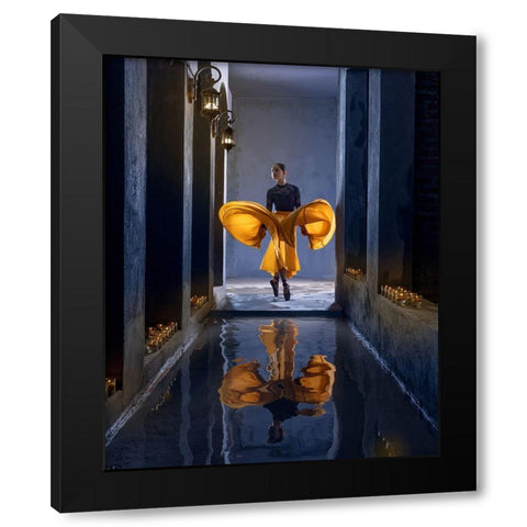 Ballerina In The Aisle Black Modern Wood Framed Art Print with Double Matting by Suhardjo, Lisdiyanto