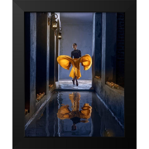 Ballerina In The Aisle Black Modern Wood Framed Art Print by Suhardjo, Lisdiyanto