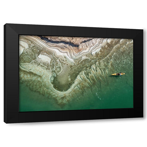 Dead Sea Kayaker Black Modern Wood Framed Art Print by Meirovich, Ido