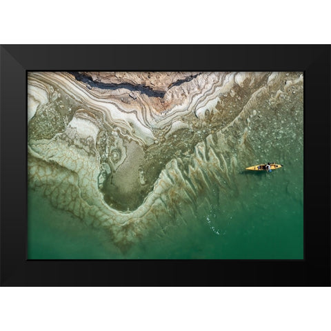 Dead Sea Kayaker Black Modern Wood Framed Art Print by Meirovich, Ido