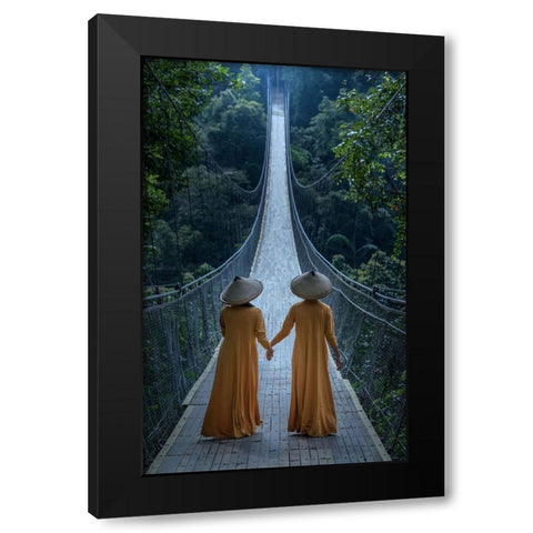The Bridge Black Modern Wood Framed Art Print by Mikael, Fira