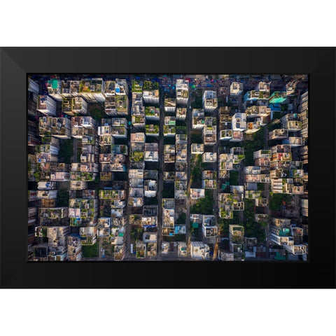 Rooftop Black Modern Wood Framed Art Print by Khan Ronnie, Azim