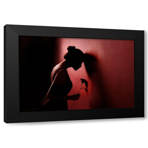 Red Rose 3 Black Modern Wood Framed Art Print by Kisworo, Sebastian