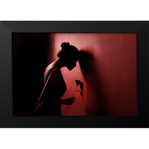 Red Rose 3 Black Modern Wood Framed Art Print by Kisworo, Sebastian