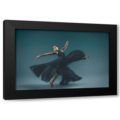 Flow Of Dance Black Modern Wood Framed Art Print with Double Matting by Li, Rob