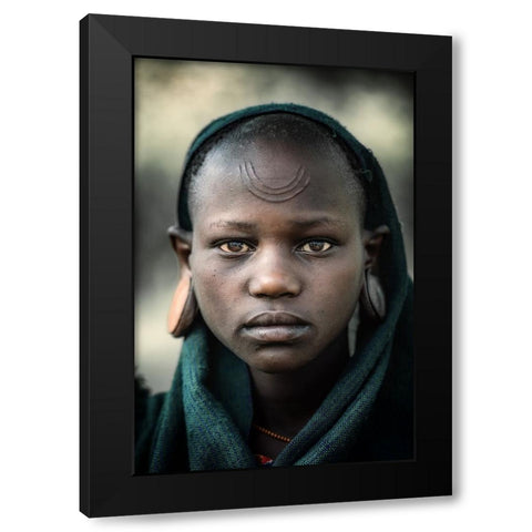 Girl Of The Suri Black Modern Wood Framed Art Print with Double Matting by Cole, Trevor