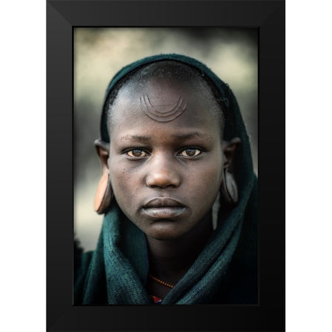 Girl Of The Suri Black Modern Wood Framed Art Print by Cole, Trevor