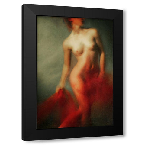 Red I Black Modern Wood Framed Art Print with Double Matting by miriana