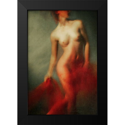 Red I Black Modern Wood Framed Art Print by miriana