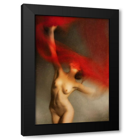 Red Iii Black Modern Wood Framed Art Print with Double Matting by miriana