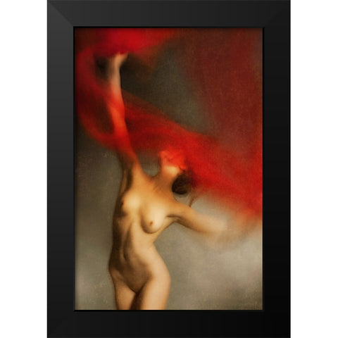 Red Iii Black Modern Wood Framed Art Print by miriana