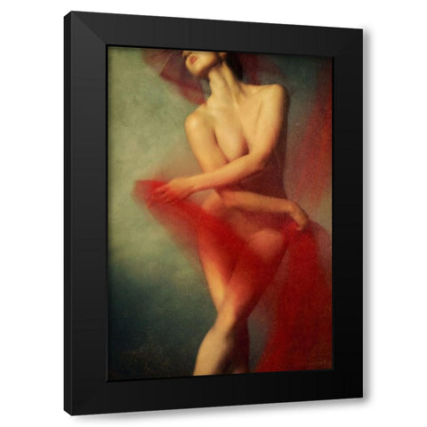 Red Ii Black Modern Wood Framed Art Print with Double Matting by miriana