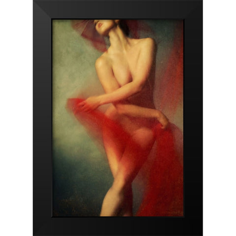 Red Ii Black Modern Wood Framed Art Print by miriana