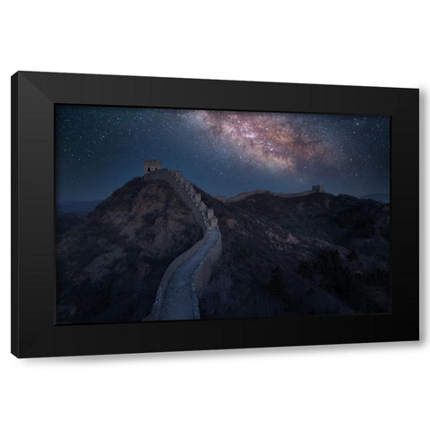 The Night Of The Great Wall Black Modern Wood Framed Art Print by Simoon