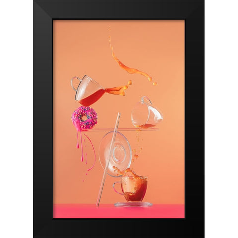 Pink Glazing Black Modern Wood Framed Art Print by Belenko, Dina