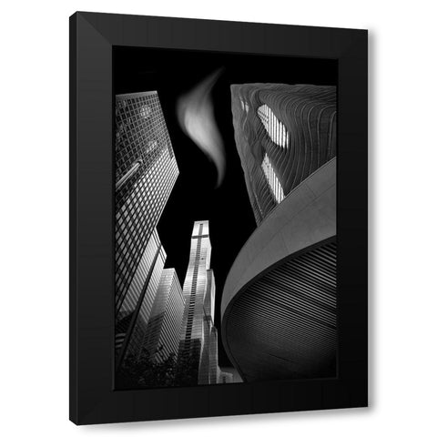 Downtown Chicago Black Modern Wood Framed Art Print with Double Matting by W., Catherine