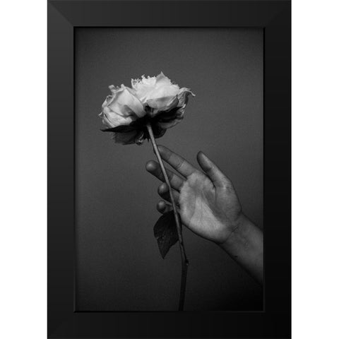 Peony Black Modern Wood Framed Art Print by Frolova, Antonida