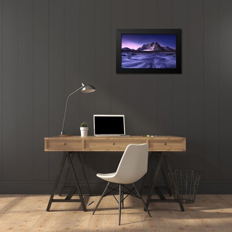 Blues Of Bogda Mountain Black Modern Wood Framed Art Print by Hao, Damon