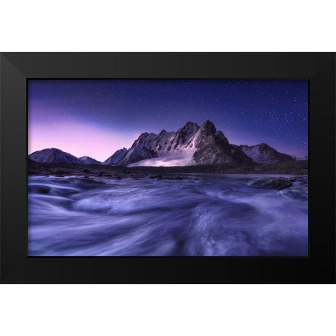 Blues Of Bogda Mountain Black Modern Wood Framed Art Print by Hao, Damon