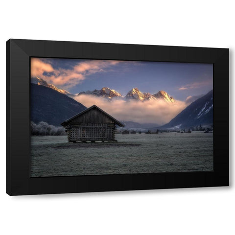 The Valley Of Barns Black Modern Wood Framed Art Print by Riml, Ludwig