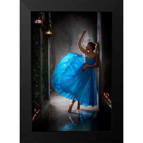 Glowing Black Modern Wood Framed Art Print by Muliani Hartojo, Angela