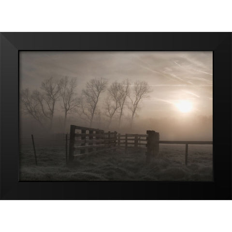 Hazy Morning Symphony Black Modern Wood Framed Art Print by Depaepe, Yvette