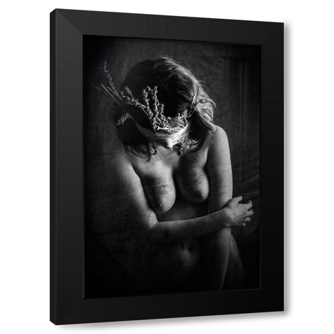 Flora Fiction Black Modern Wood Framed Art Print with Double Matting by Bousca, Bogdan