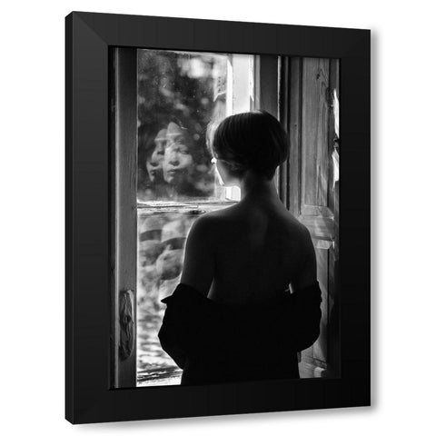 Devil In You Black Modern Wood Framed Art Print with Double Matting by Kapsha, Eduards