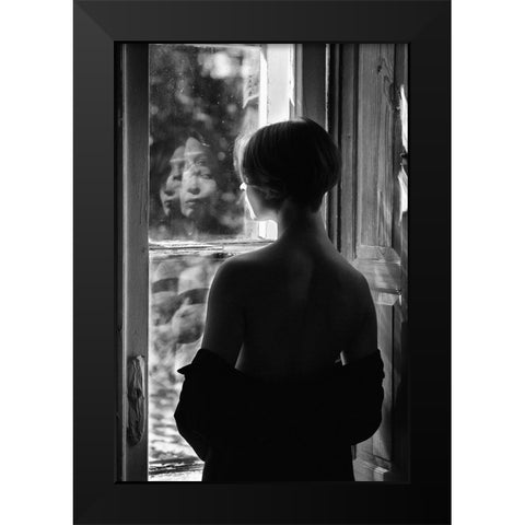 Devil In You Black Modern Wood Framed Art Print by Kapsha, Eduards