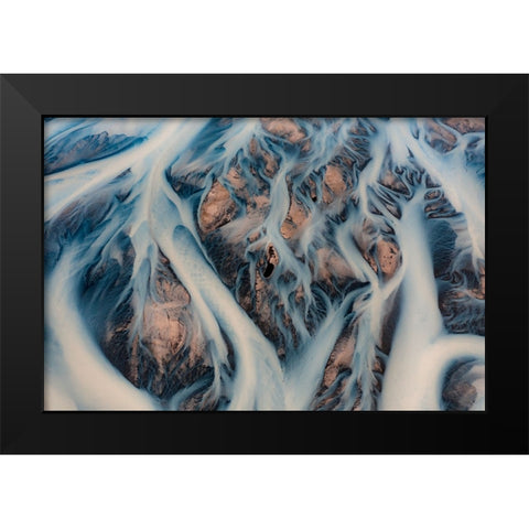 The Glacier Rivers Of Iceland Black Modern Wood Framed Art Print by Loucaides, Valentinos